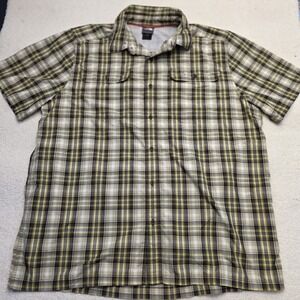 The North Face Shirt Mens XL‎ Brown Plaid Short Sleeve Button Up Outdoor Hike